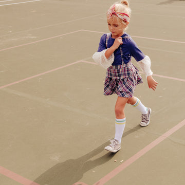 Blue Plaid Girl Children's Skort Adjustable Straps 100% Cotton Size 2-8