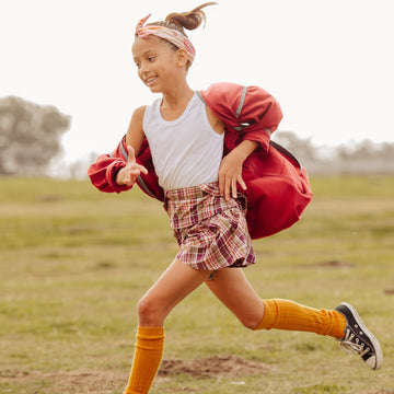Purple Plaid Girl Children's Skort Adjustable Straps 100% Cotton Size 2-8