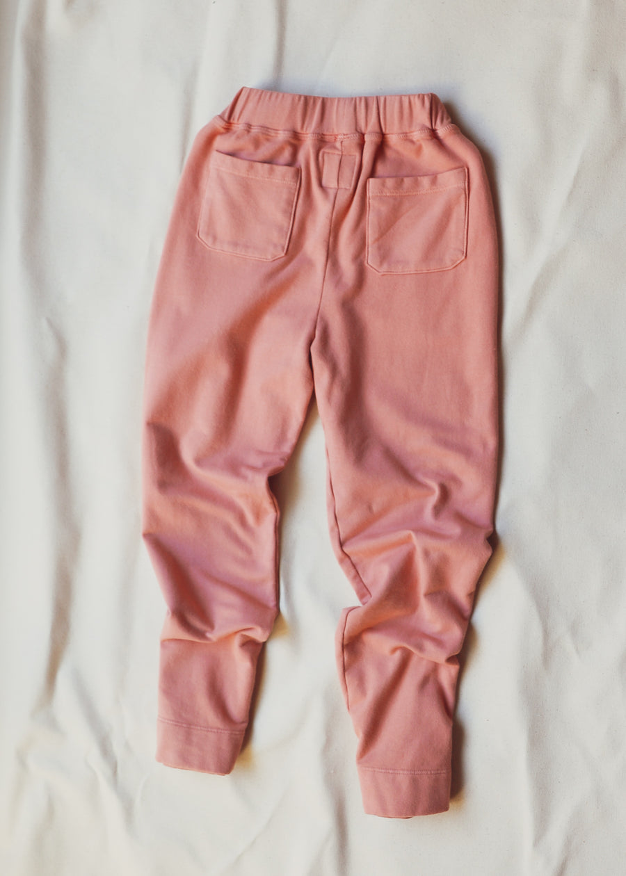Children's Pink French Terry Cotton Joggers With Pockets available in sizes 2 - 8 L.A.