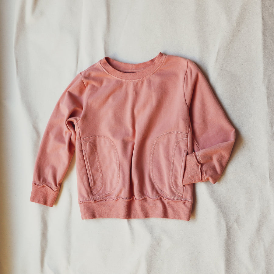 Pink French Terry Cotton Girls Children's Crewneck Sweatshirt Sizes 2 - 8 L.A.