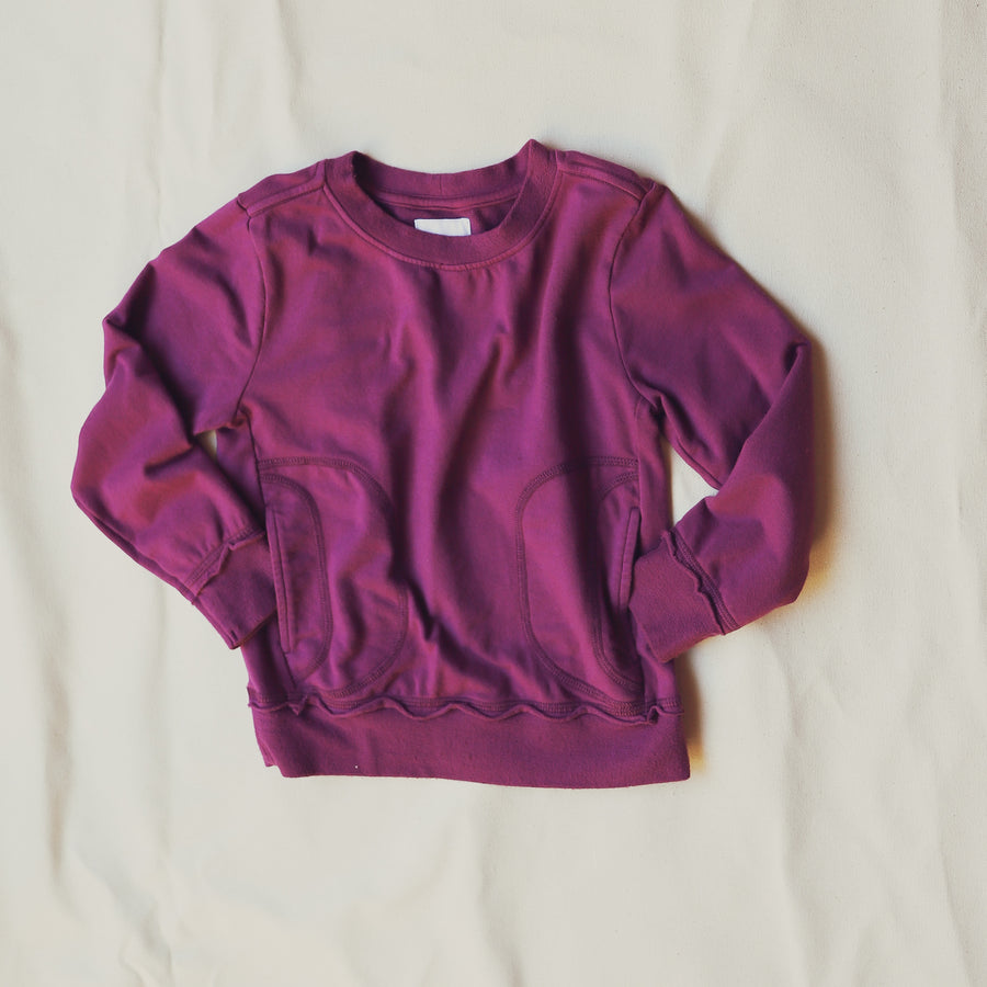 Purple 100% French Terry Cotton Crewneck Sweatshirt available in sizes 2 - 8 L.A.