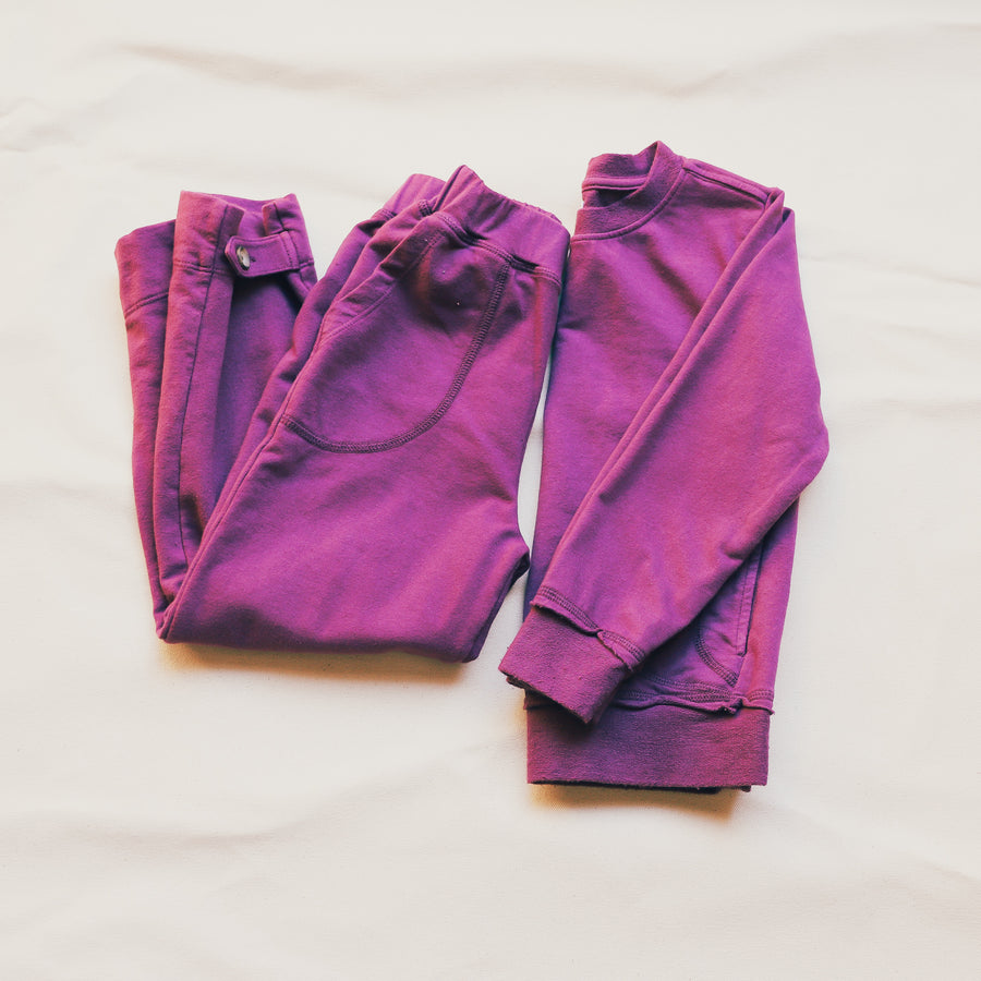 Purple 100% French Terry Cotton Crewneck Sweatshirt available in sizes 2 - 8 L.A.