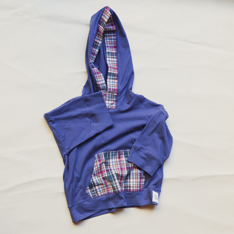 Blue Plaid Accent Hoodie and Short Set Girls Childrens Size 2-8